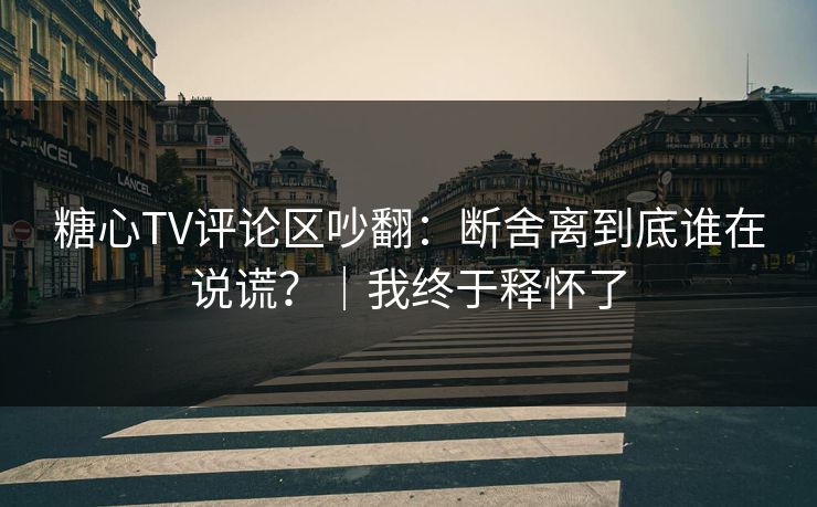糖心TV评论区吵翻:断舍离到底谁在说谎?|我终于释怀了